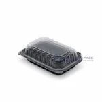 Wl Bw96 Black Rectangular Hinged Food Container Closed Left Angle View 03