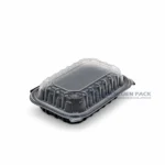 Wl Bw96 Black Rectangular Hinged Food Container Closed Right Angle View 04