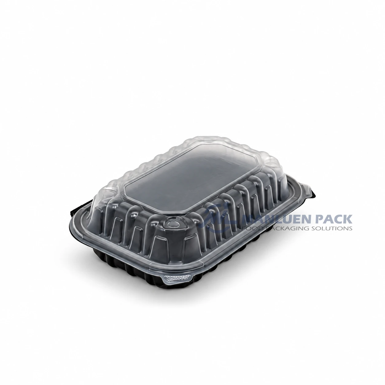 Wl Bw96 Black Rectangular Hinged Food Container Closed Right Angle View 04