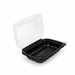 Wl Bw96 Black Rectangular Hinged Food Container Open Lid Right View 02