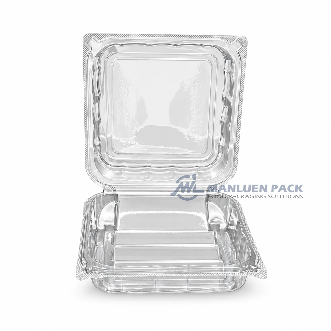 WL-X146 Large Clear PP Square Hinged Clamshell Container 1 WL-X146 large clear PP square hinged clamshell food container product view