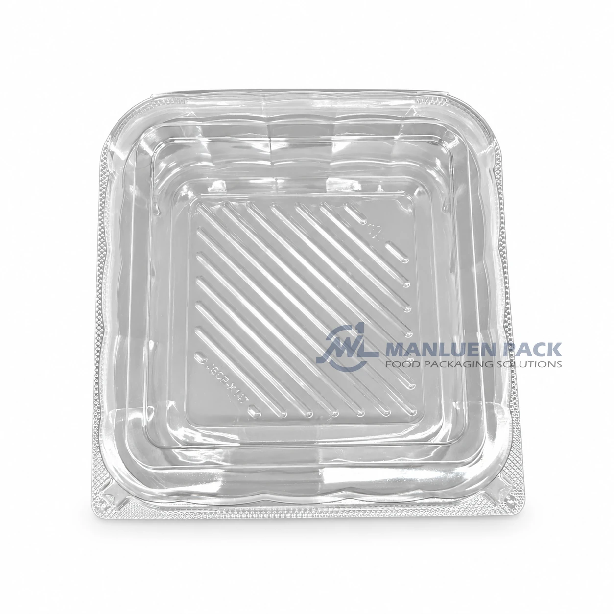 WL-X147 Disposable Large Clear PP Square Hinged Deli Container 4 WL-X147 big clear PP single compartment hinged clamshell box with ribbed base for wholesale food packaging